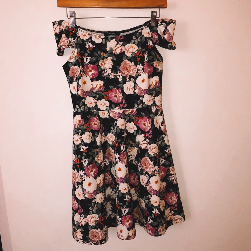 (4/$25) Medium Off-shoulder Floral Print Dress F21